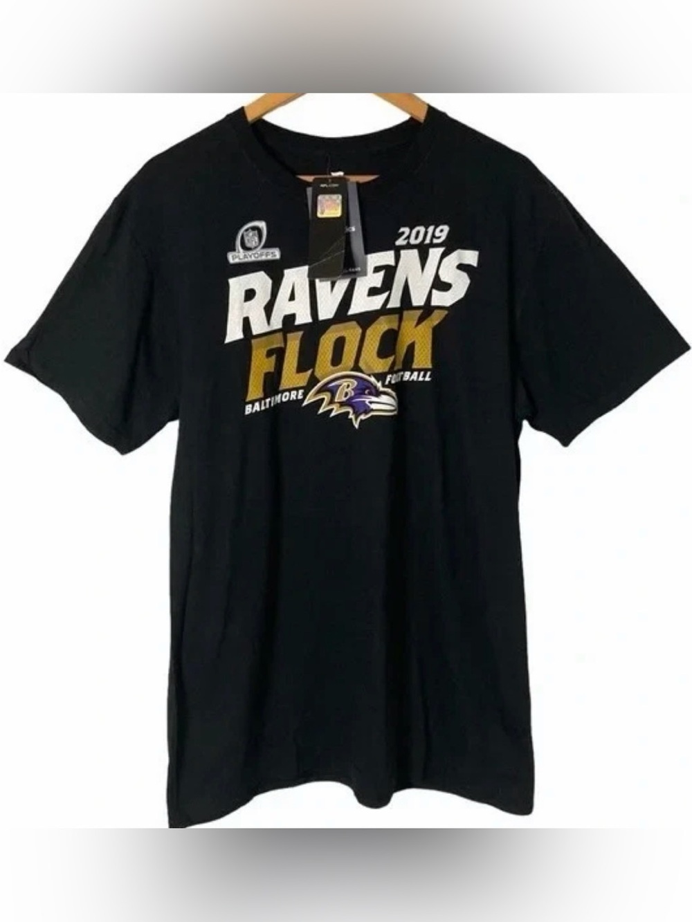 Fanatics Baltimore Ravens NFL ‘2019 Ravens Flock’ Playoffs Shirt L NWT
